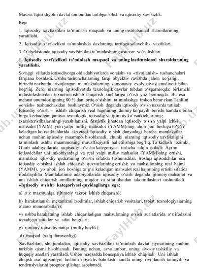 iqtisodiyotni davlat tomonidan tartibga solish va iqtisodiy xavfsizlik — DOCX