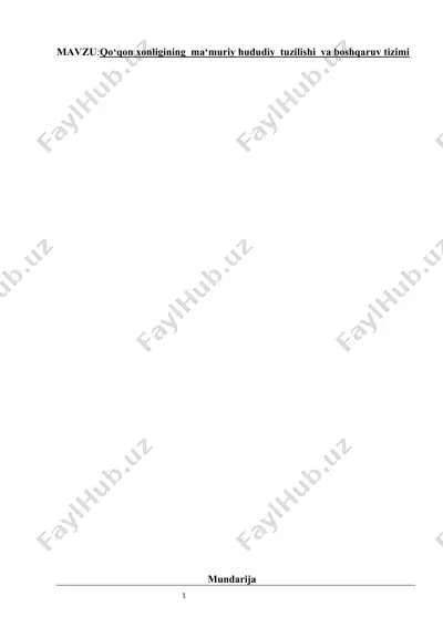 qo‘qon xonligining ma‘muriy hududiy tuzilishi va boshqaruv tizimi — DOCX