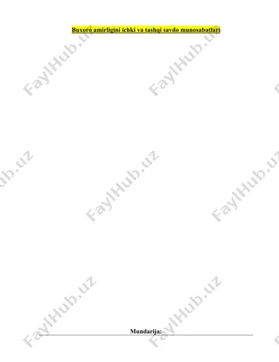 buxora amairligid ichki va tashqi savdogar munosabatlari — DOCX