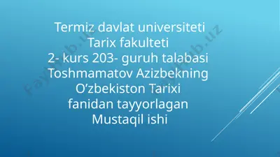 o'zbekiston tarixi fanidan tayyorlagan mustaqilishi — PPTX