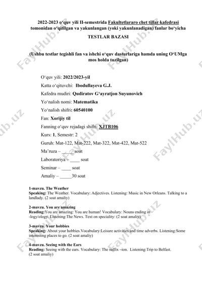 testlar bazasi — DOCX