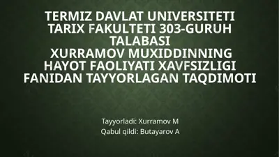 elektrtokidan jarohatlangan kishi g'abirinchi yordam ko'rsatish — PPTX