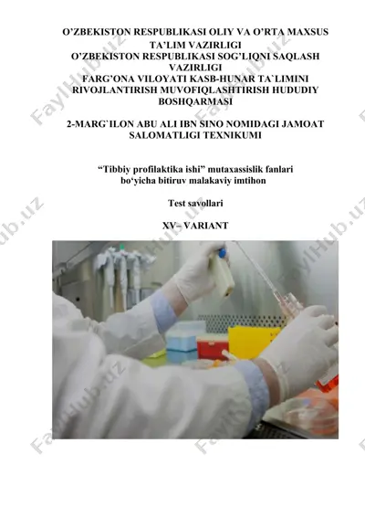 tibbiy profilaktika ishi mutaxassislik fanlari bo‘yicha bitiruv malakaviy imtihon — DOC