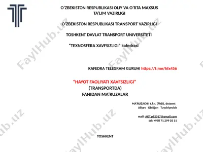 "hayot faoliyati xavfsizligi" — PPTX