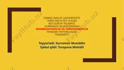 sovet davri o‘zbekistondagi tarix fanini taqdimoti — PPTX