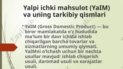yalpiichki mahsulot (yaim) — PPTX