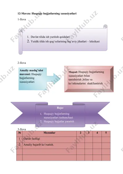 huquqiy hujjatlarning xususiyatlari — DOCX