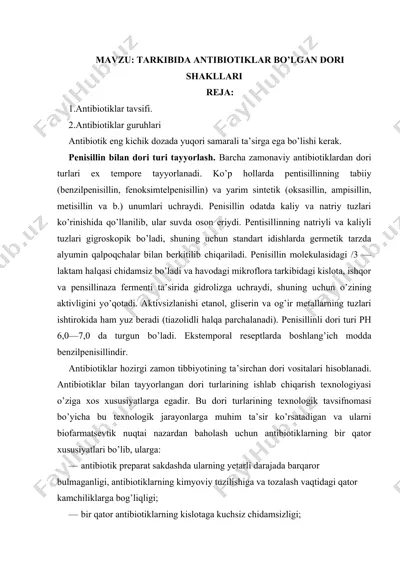 antibiotiklar tavsifi — DOCX