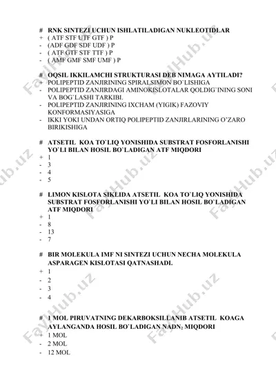 rnk sintezi uchun ishlаtilаdigаn nukleоtidlаr — DOCX