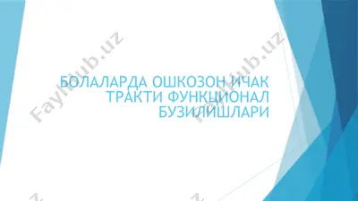 oshkozon ichak trakti funktsional buzilishlari — PPTX