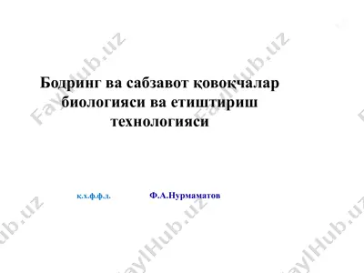 бодринг ва сабзавот қовоқчалар биологияси ва етиштириш технологияси — PPT