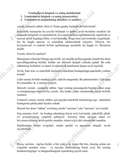 rahbarlik va etakchilik — DOCX