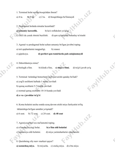 agoniya va terminal holatlar — DOCX
