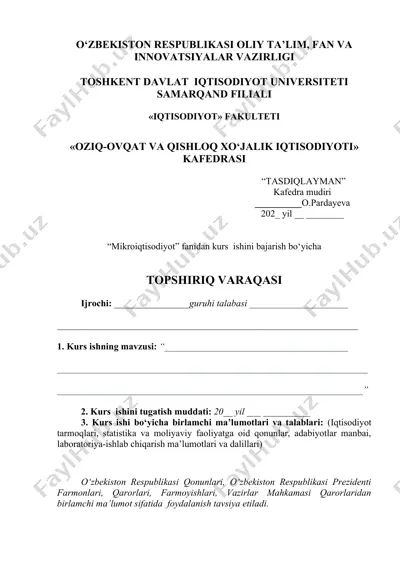 kurs ishi "mikroiqtisodiyot" — DOC