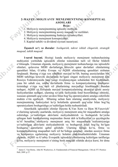 moliyaviy menejmentning konseptual asoslari — DOCX