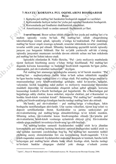 korxona pul oqimlarini boshqarish — DOCX