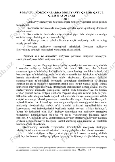 korxonalarda moliyaviy qaror qabul qilish asoslari — DOCX