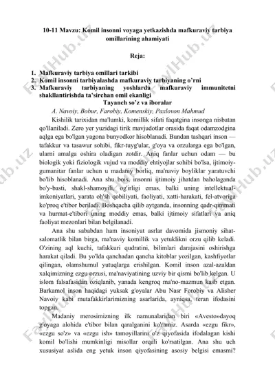 mafkuraviy tarbiyaning ahamiyati — DOCX