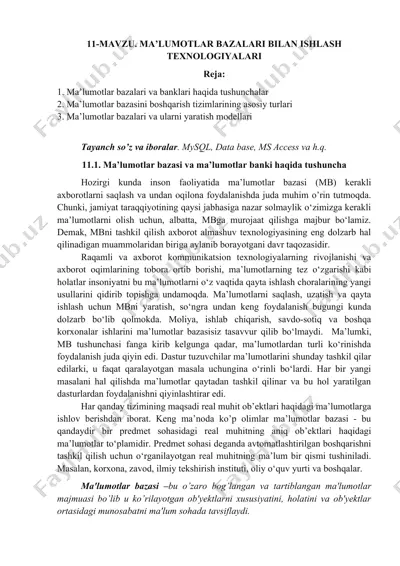 ma'lumotlar bazalari bilan ishlash texnologiyalari — DOCX