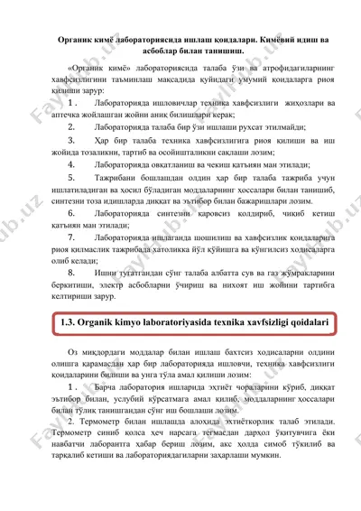 organik kimyo laboratoriyasida texnika xavfsizligi qoidalari — DOCX