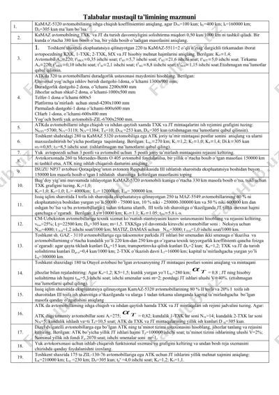avtomobilining ishga chiqish koeffitsienti — DOCX