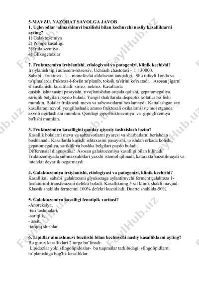 fruktozemiya kasalligi — DOCX