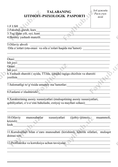 ijtimoiy-psixologik pasport — DOCX