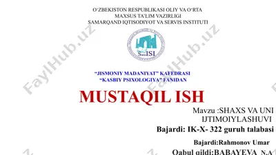 kasbiy psixologiya fanining asosiy maqsadlari va vazifalari — PPTX