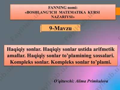 boshlang'ich matematika kursi nazariysi — PPTX