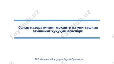 солиқназоратининг моҳияти ва ўнити ташкил этишнинг ҳуқуқий асослари — PPTX