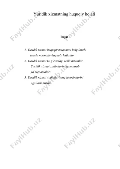 yuridik xizmatning huquqiy holati — DOC