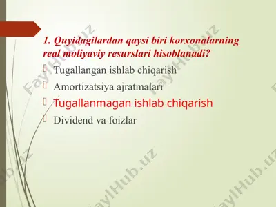 moliyaviy xizmatlar — PPTX