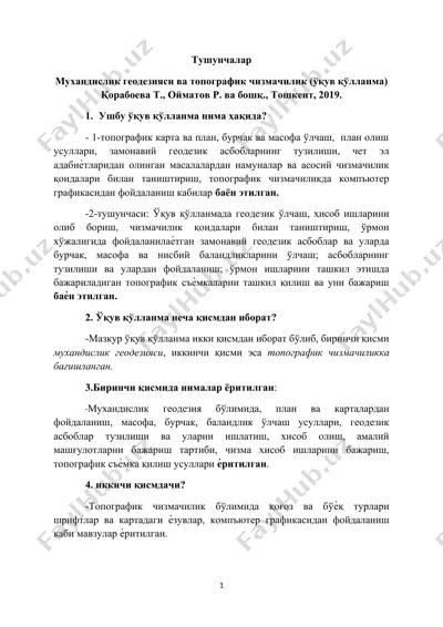 muhandislik geodeziyasi va topografik chizmachilik (o'quv qo'llanma) — DOCX
