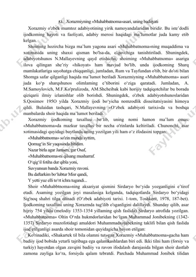 xorazmiyning "muhabbatnoma" asari — DOCX