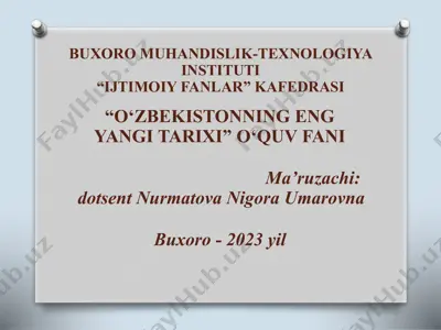 "o‘zbekistonning eng yangi tarixi" o‘quv fani — PPTX