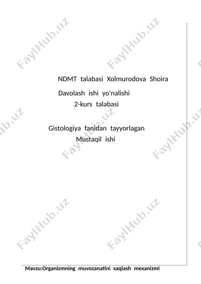 organizmning muvozanatini saqlash mexanizmi — DOCX