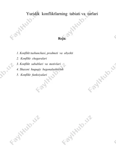 yuridik konfliktlarning tabiati va turlari — DOC