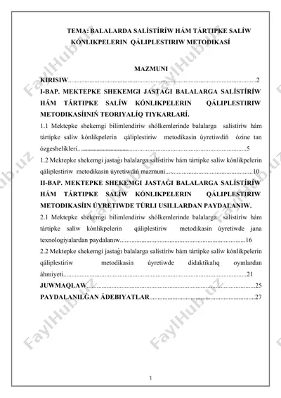 balalarda salístíríw hám tártipke salíw kónlikpelerin qáliplestiriw metodikasi — DOCX