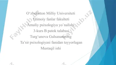 o‘zbekiston milliy universiteti ijtimoiy fanlar fakulteti amaliy psixologiya yo‘nalishi — PPTX