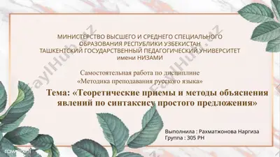 самостоятельная работа по дисциплине "методика преподавания русского языка" — PPTX