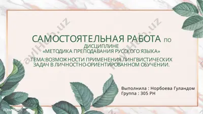 самостоятельная работа по дисциплине «методика преподавания русского языка» — PPTX