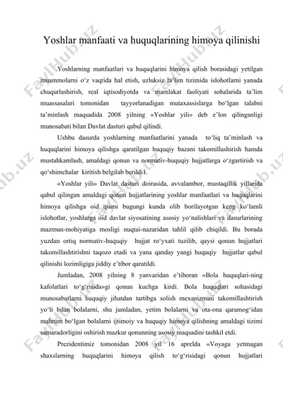 yoshlar manfaati va huquqlarining himoya qilinishi — DOC