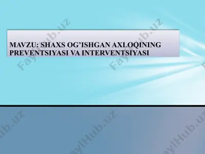 shaxsog’ishgan axloqining preventsiyasi va interventsiyasi — PPTX