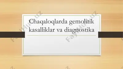 gemolitik kasalliklar va diagnostika — PDF