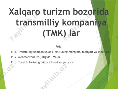 xalqaro turizm bozorida transmilliy kompaniyalar — PPTX