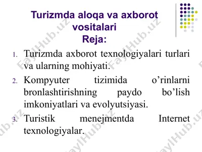 turizm va axborot texnologiyalari — PPTX