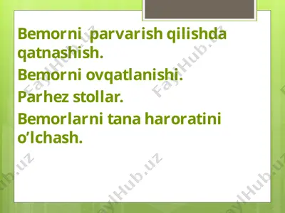 bemorlarni parvarish qilish — PPTX