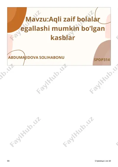 adli zaif bolal egallashi mumkin bo'lgan kasblar — PDF