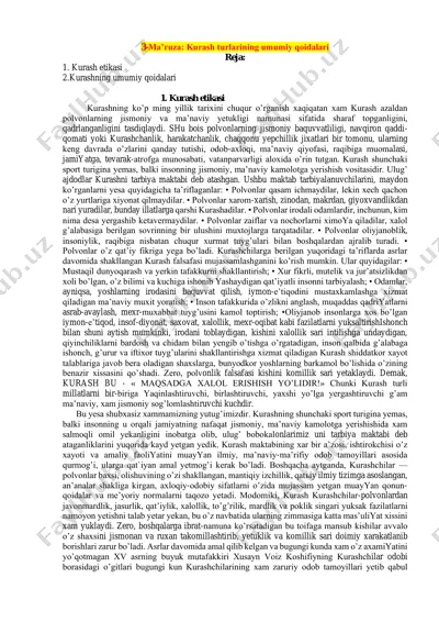 kurashning umumiy qoidalari — PDF