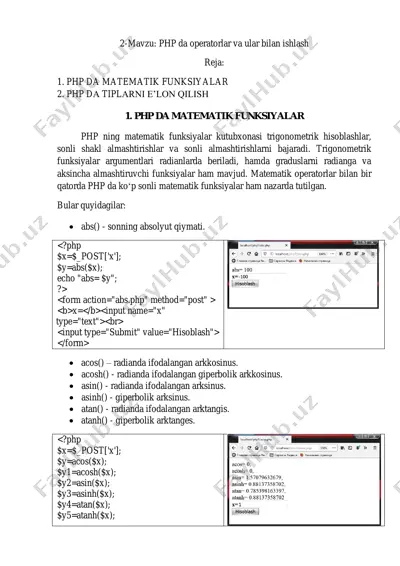 php da matematik funksiyalar — PDF
